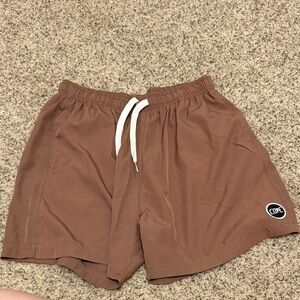 Cove Men's Athletic Shorts in Brown with White Drawstring